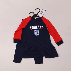 Girls blue England dress and leggings set