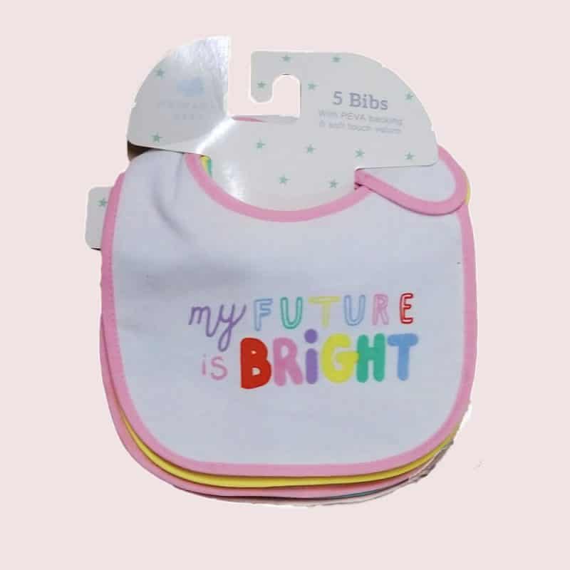 Primark Baby My Future is Bright Girls PEVA Bib Set 5 Pack