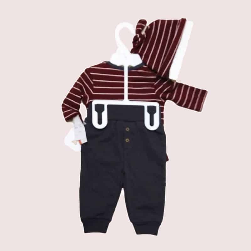 Boys stripe burgundy top and trousers