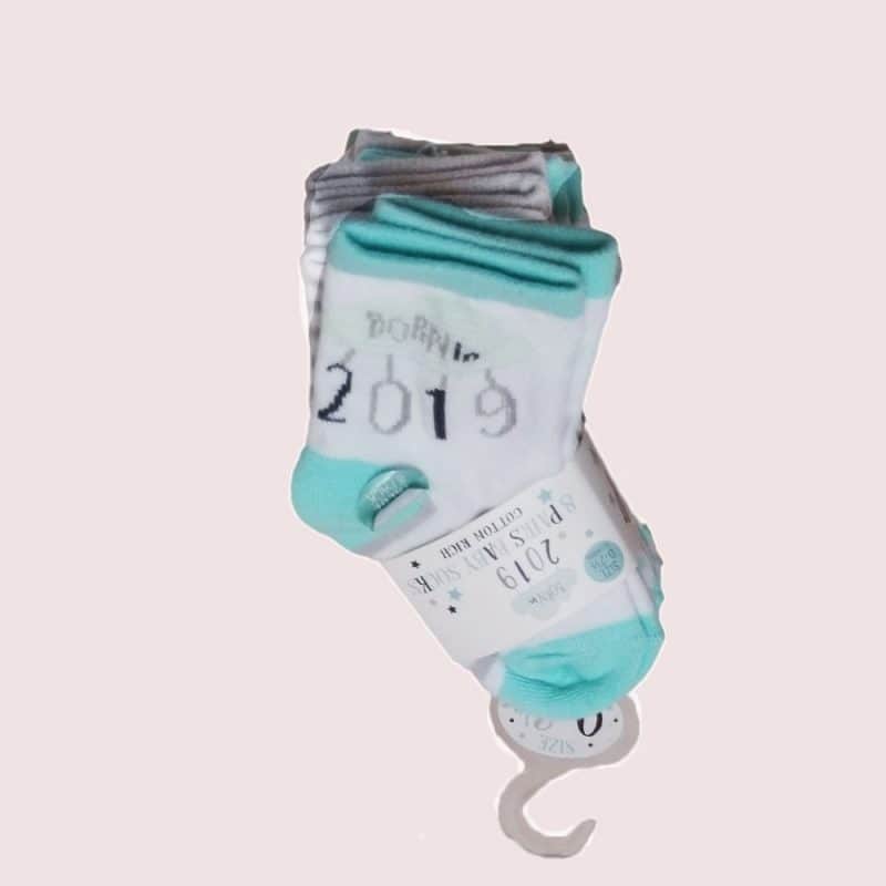 Baby Boys Born in 2019 Socks Set 7 Pack teal