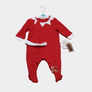 baby red elf sleepsuit and hat set