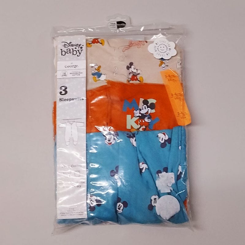 Disney at george Mickey Mouse Sleepsuits 3pc