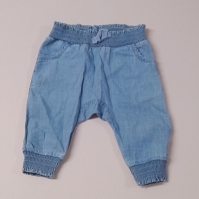 Girls Shirred Chambray Pants Denim Blue
