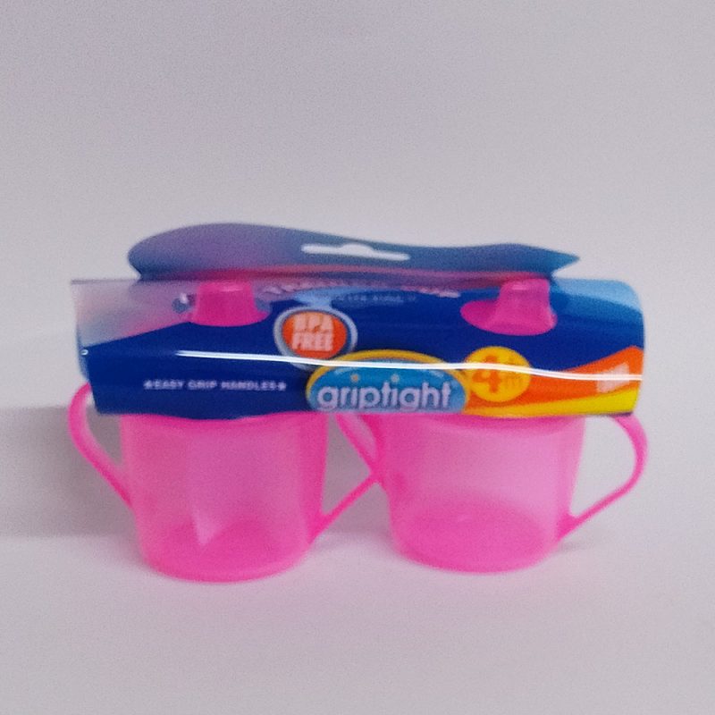 Griptight Girls Twin Pack Trainer Cup with handles Pink