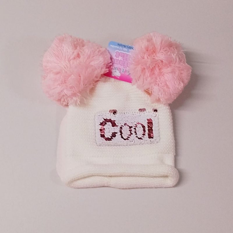 Soft Touch Girls Double Pompom Knitted Hat Pink