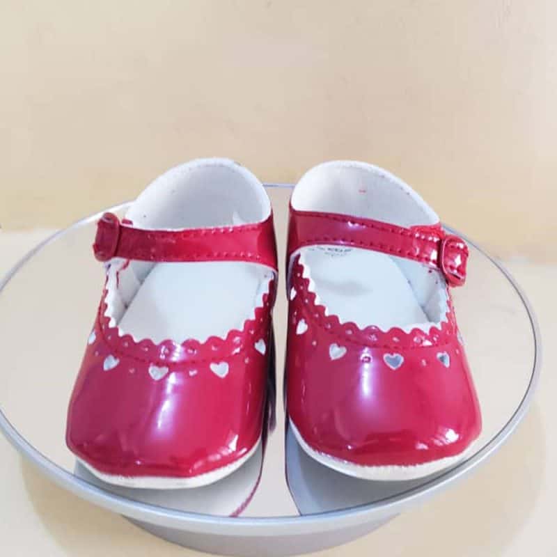Baby girls pram shoes red
